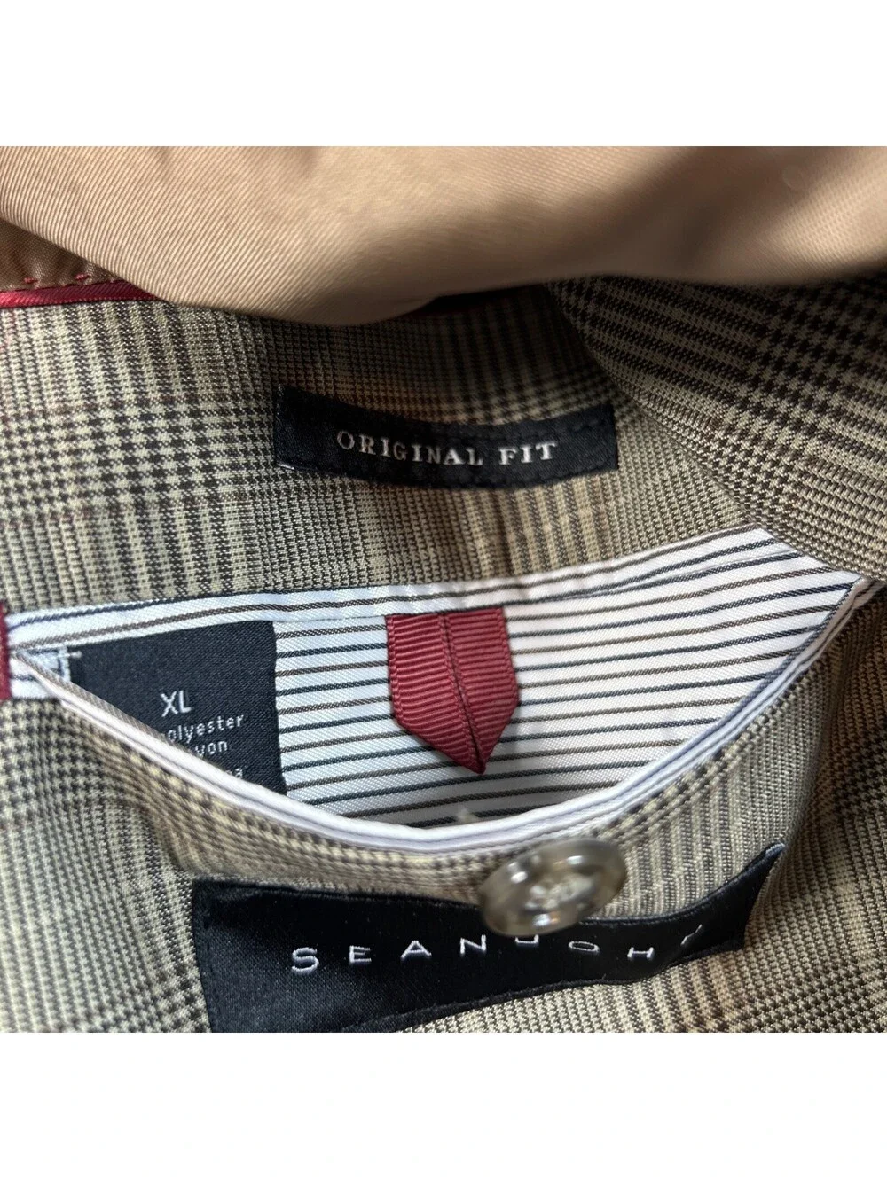 Sean John XL NWT Tan Prince of Wales Plaid Original Fit Elbow Patch Blazer